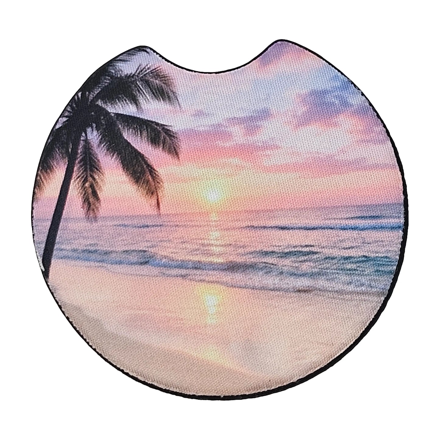 Tropical Sunset Beach 2-Pack Neoprene Car Coaster Set