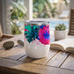 Tropical Hibiscus & Monstera Leaf 12oz Insulated Wine Tumbler