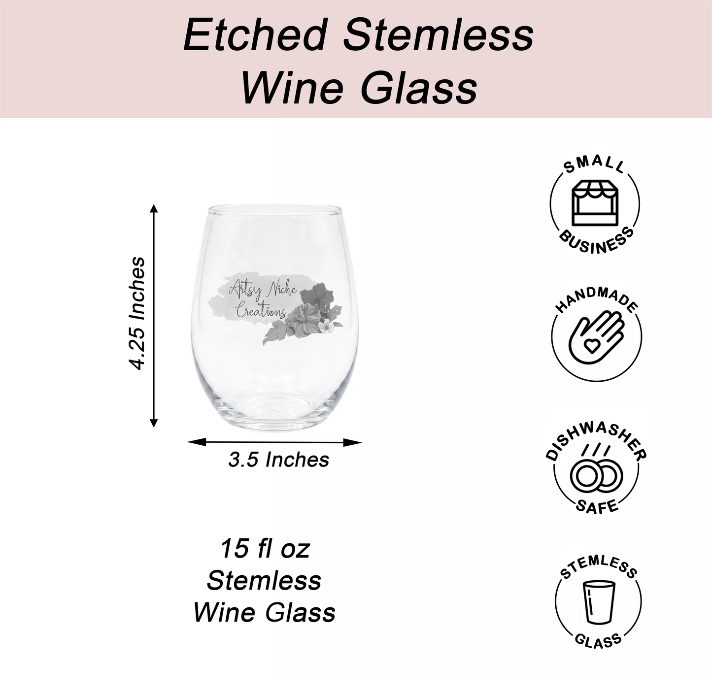 Because Mommin' Ain't Easy Etched 15oz Stemless Wine Glass