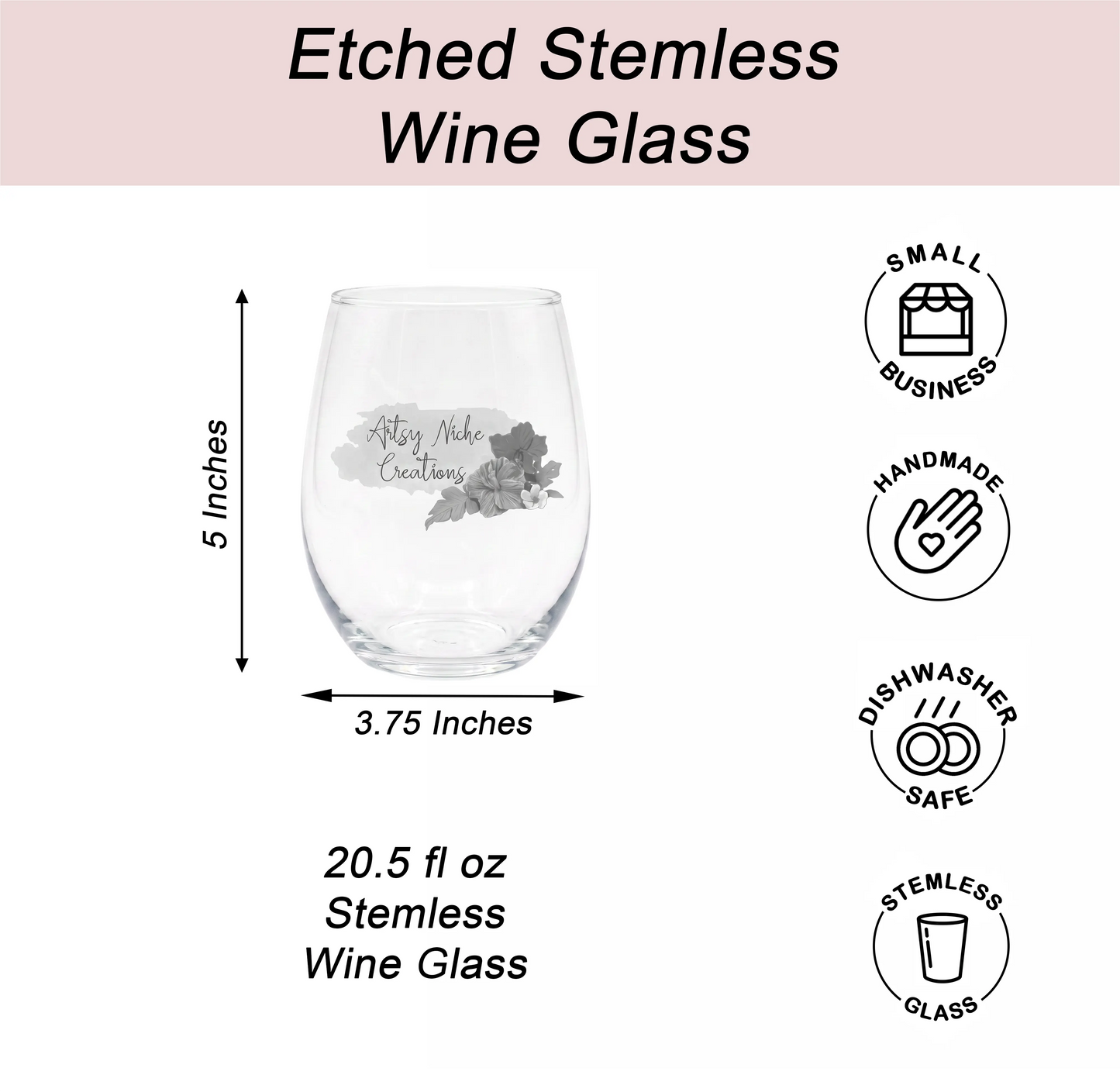 Will Wrap For Wine Etched Stemless Wine Glass