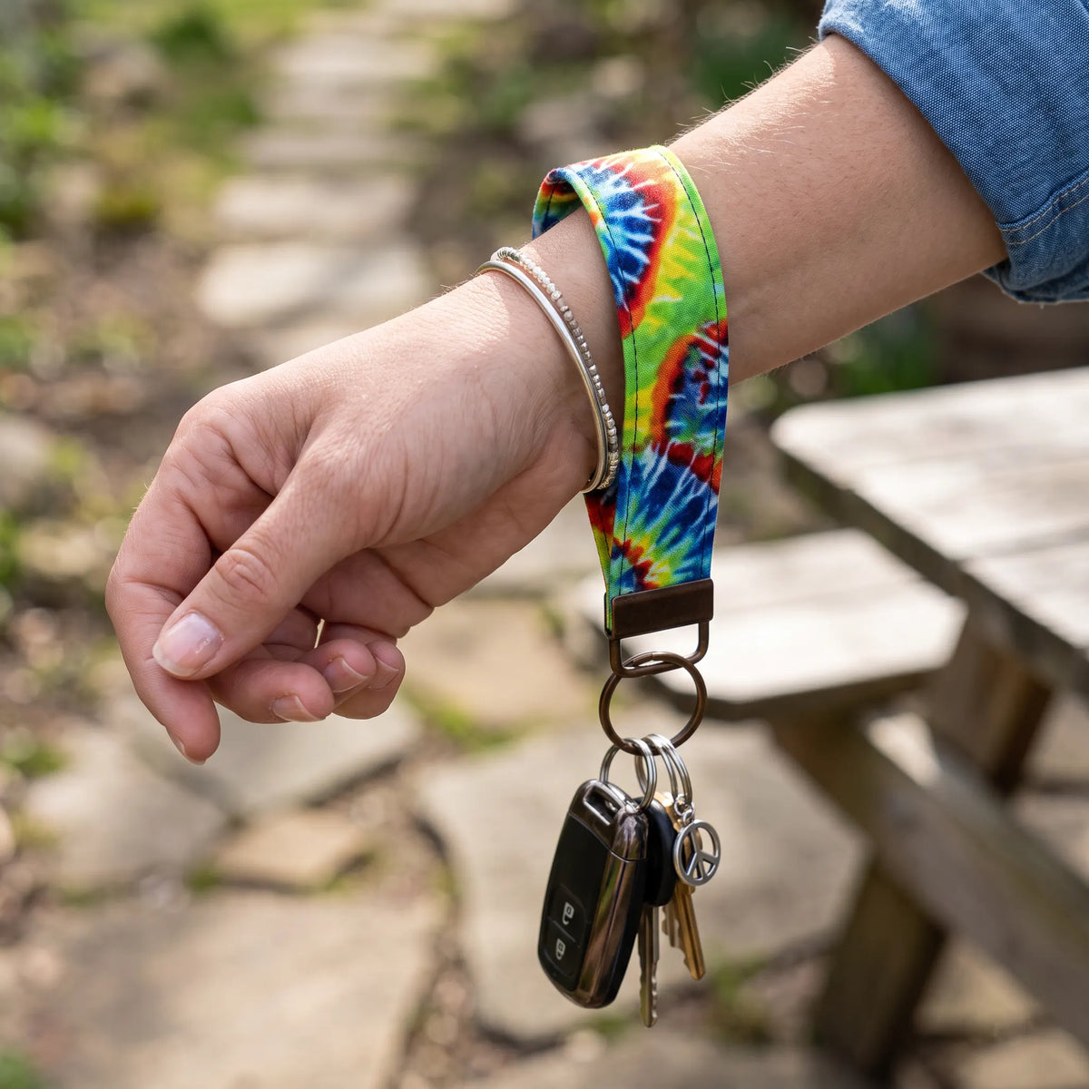 Colorful Tie-Dye Keychain Wristlet
