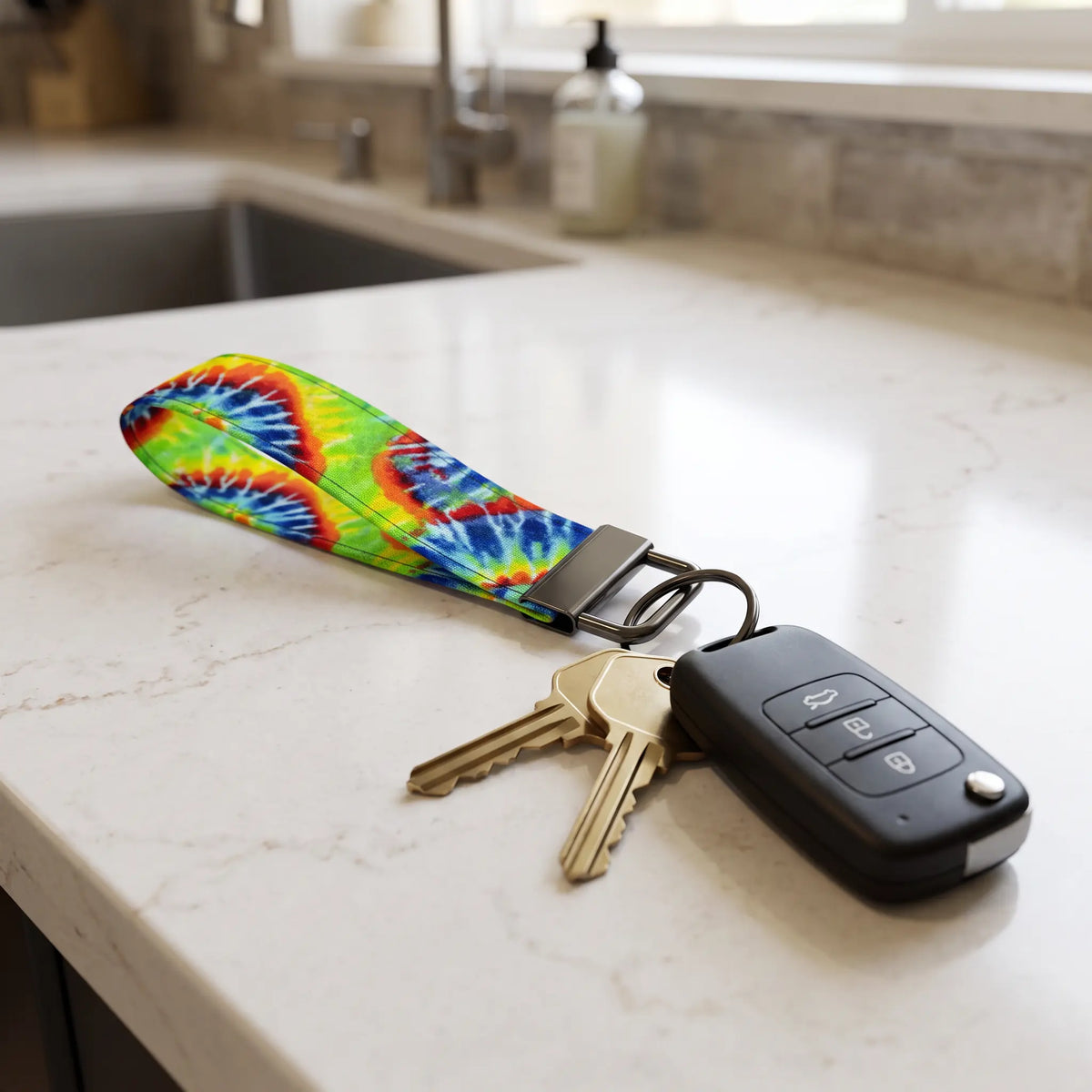 Colorful Tie-Dye Keychain Wristlet