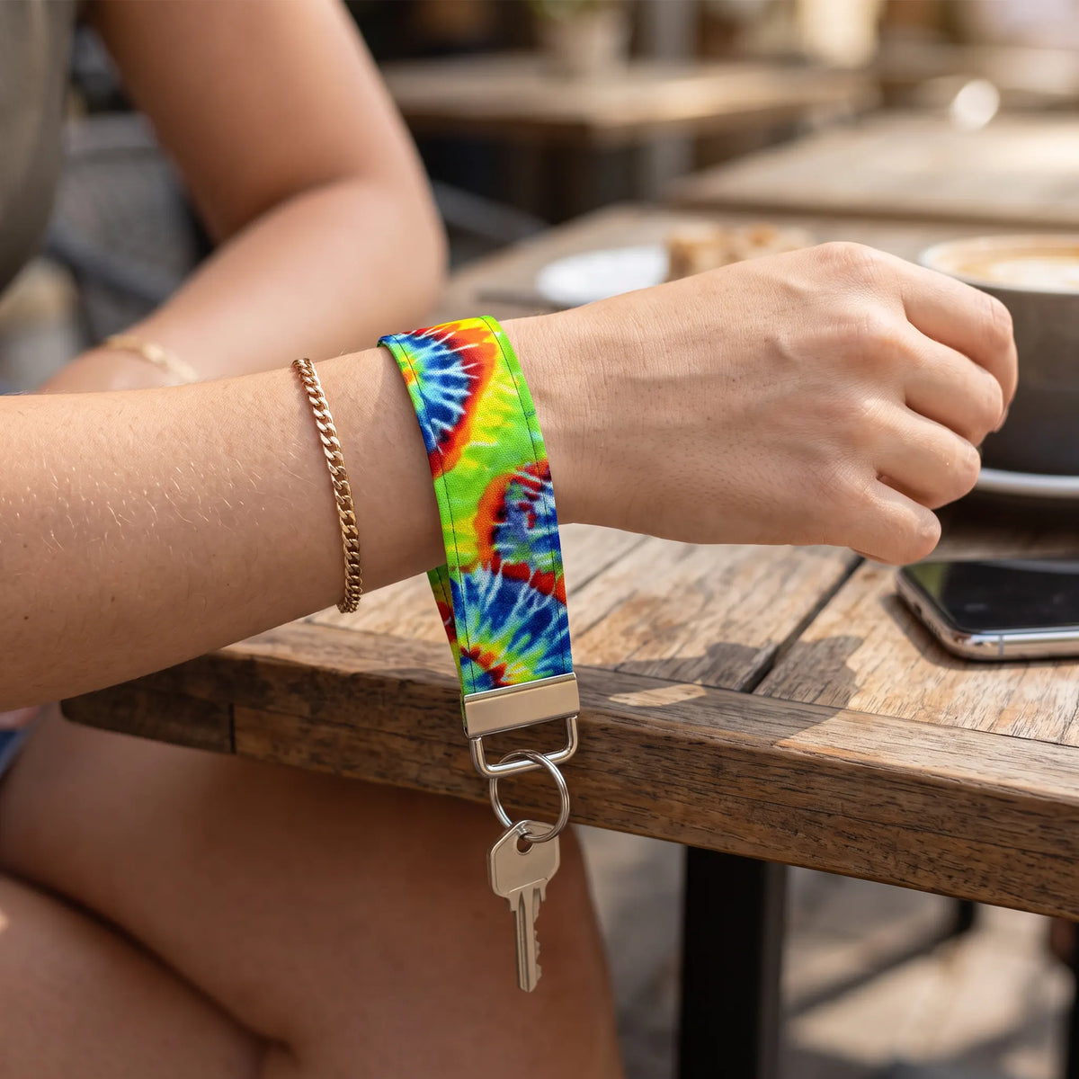 Colorful Tie-Dye Keychain Wristlet