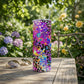 Holographic Purple Glitter & Paint Splatter Leopard Tracks 20oz Skinny Tumbler