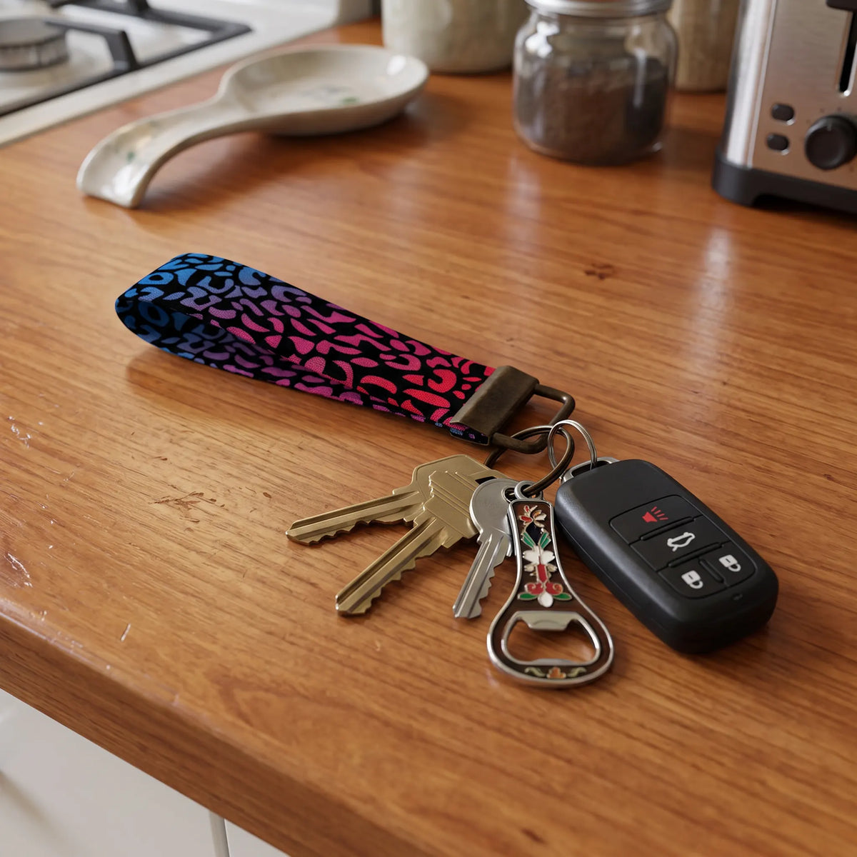 Rainbow Leopard Keychain Wristlet