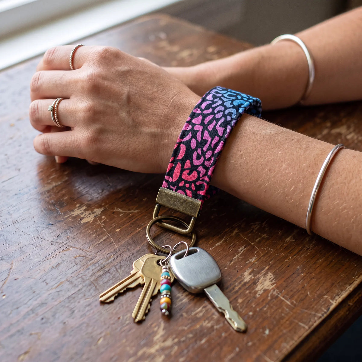 Rainbow Leopard Keychain Wristlet