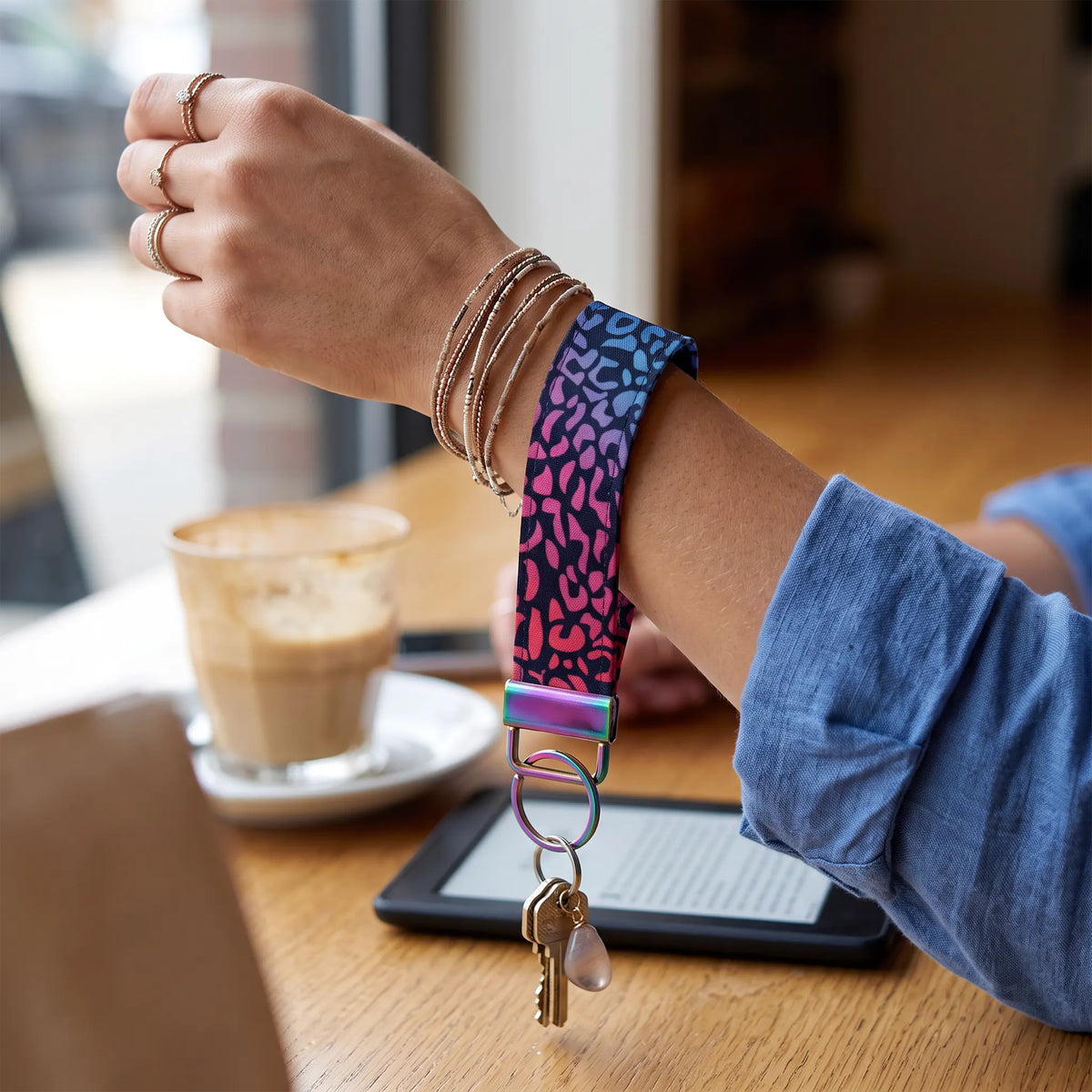 Rainbow Leopard Keychain Wristlet