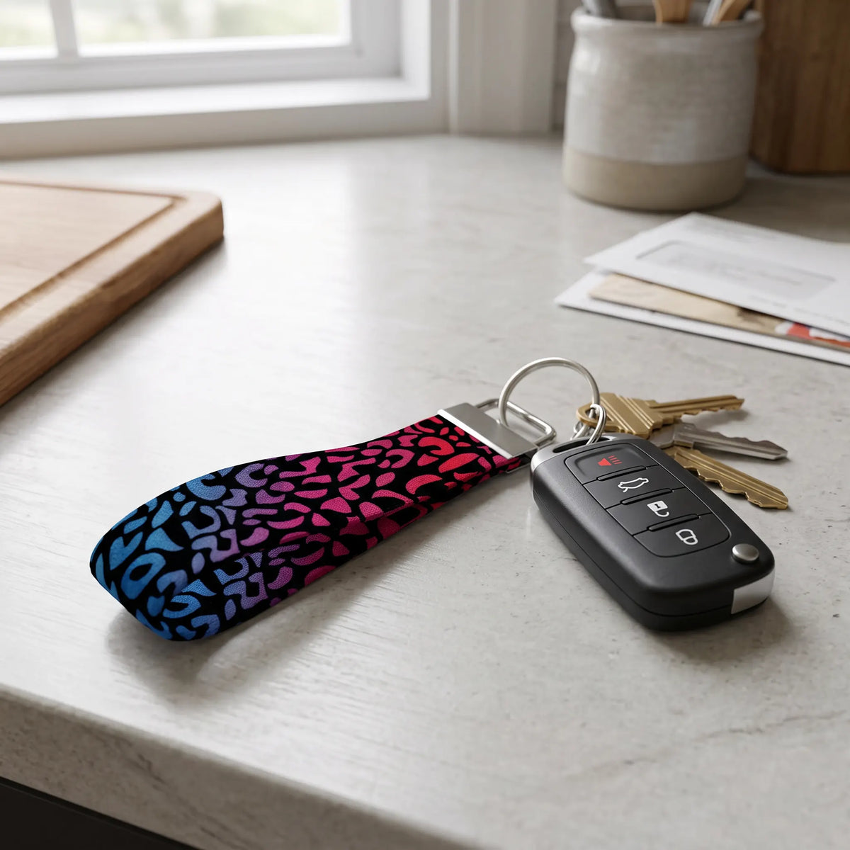 Rainbow Leopard Keychain Wristlet