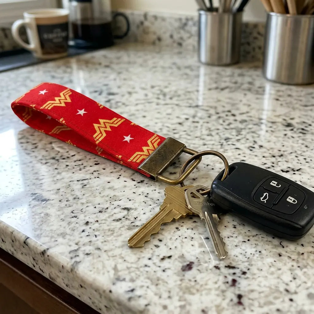 Retro Wonder Woman Logo Keychain Wristlet