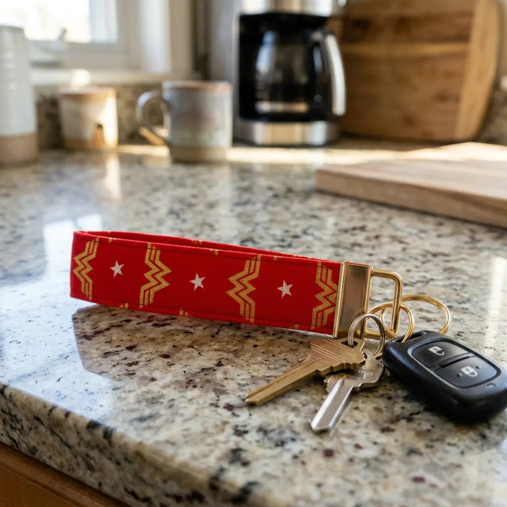 Retro Wonder Woman Logo Keychain Wristlet