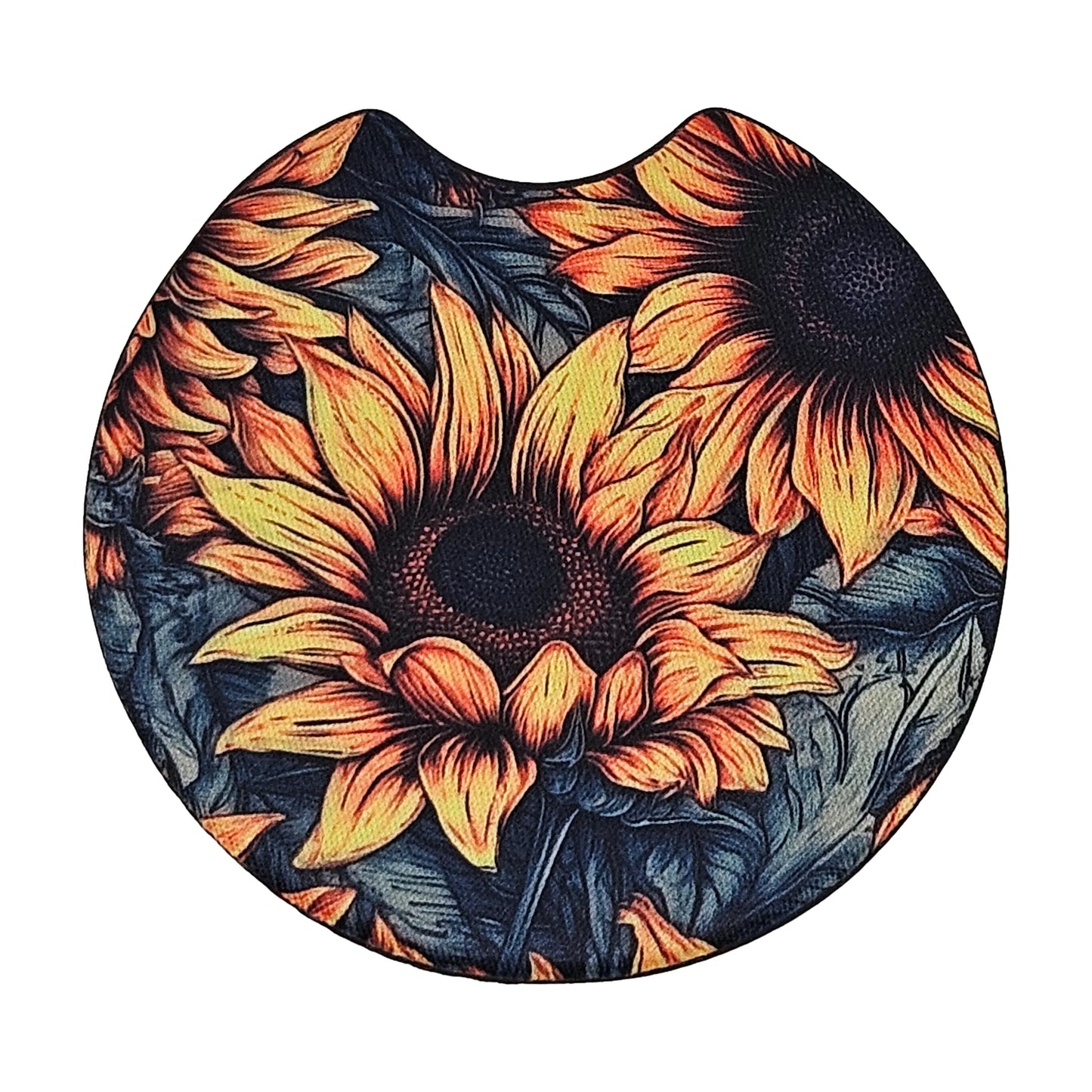 Watercolor Sunflower 2-Pack Neoprene Car Coaster Set