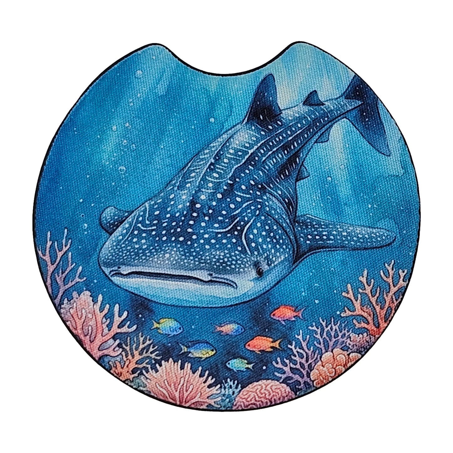 Whale Shark Underwater Coral Reef 2 Pack Neoprene Car Coaster Set