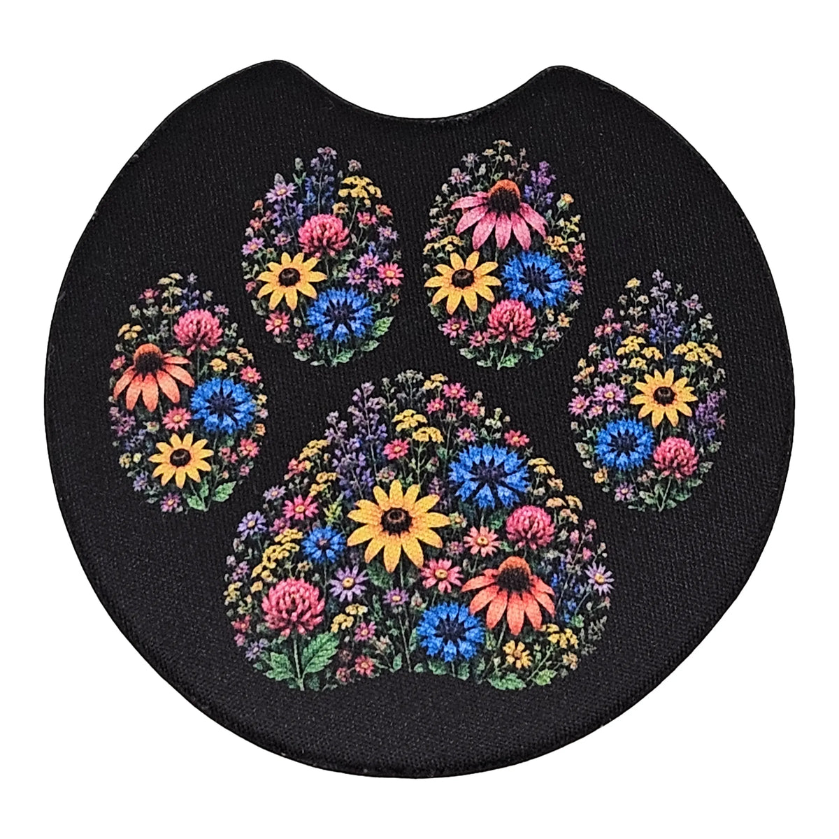 Wildflower Paw Print 2-Pack Neoprene Car Coaster Set