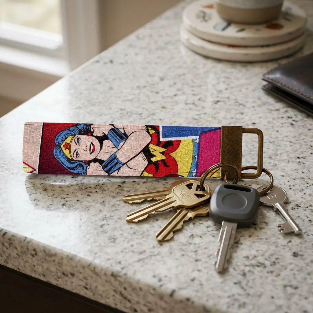 Retro Wonder Woman Comic Keychain Wristlet