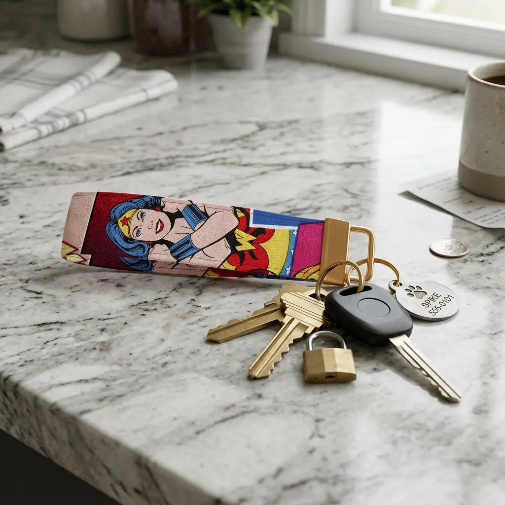 Retro Wonder Woman Comic Keychain Wristlet