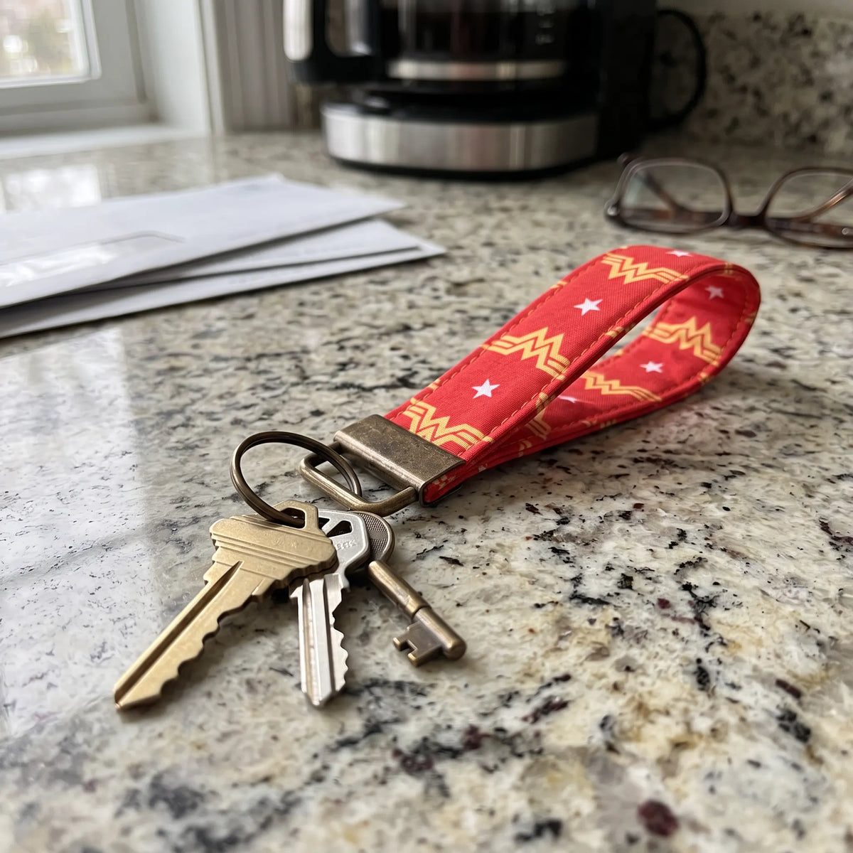 Retro Wonder Woman Logo Keychain Wristlet