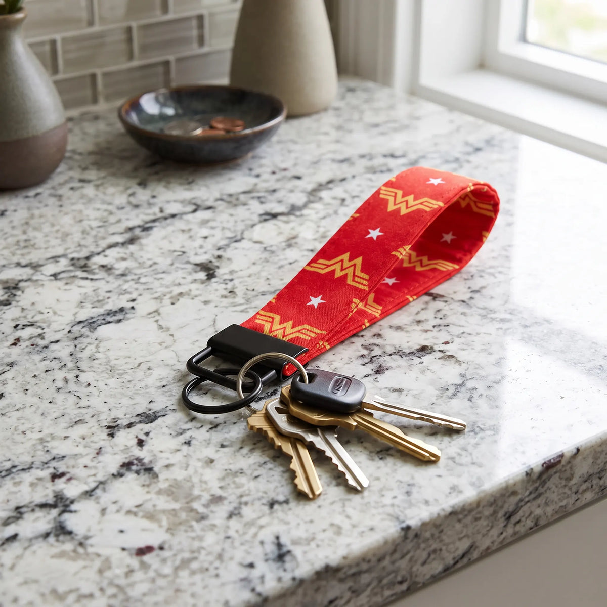 Retro Wonder Woman Logo Keychain Wristlet