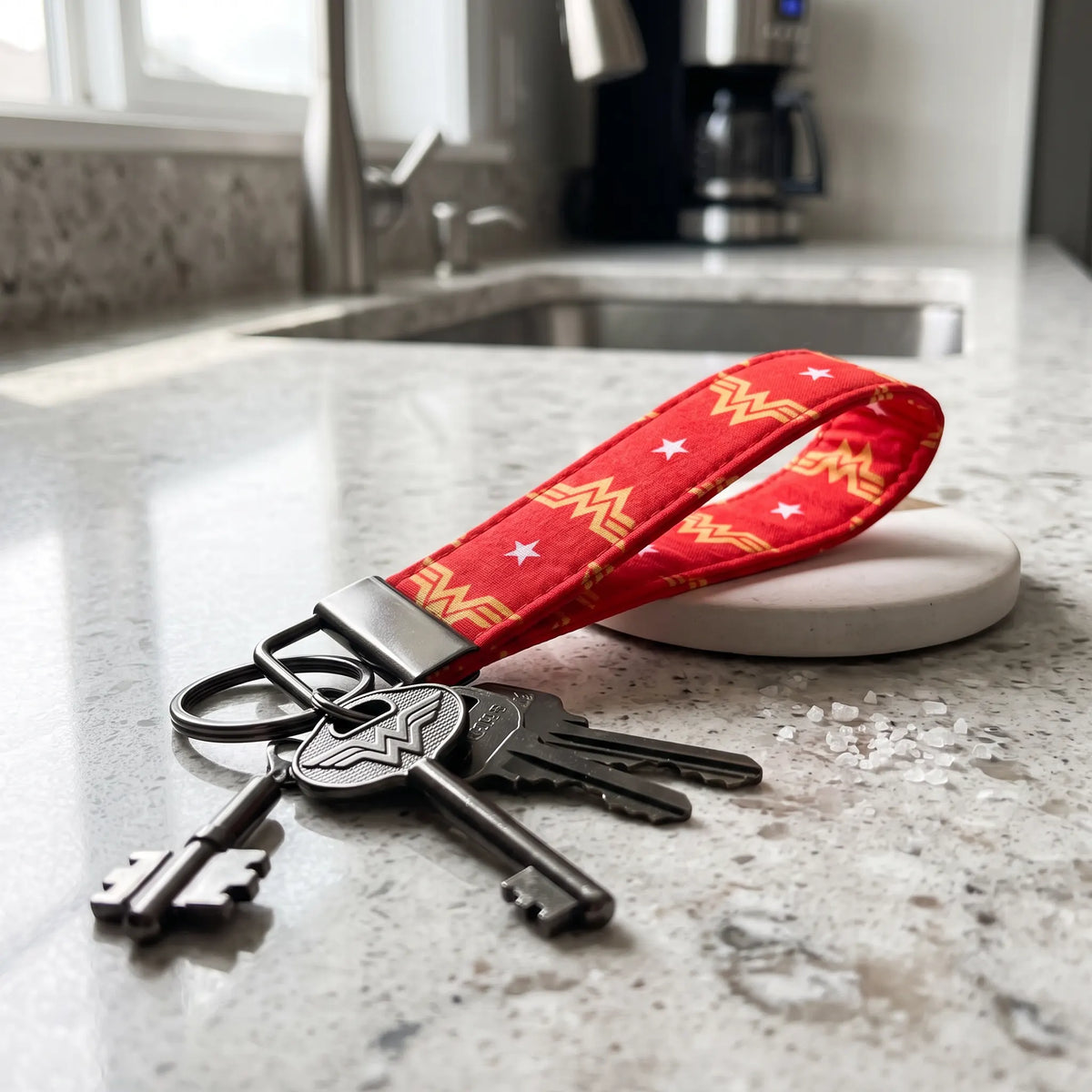 Retro Wonder Woman Logo Keychain Wristlet