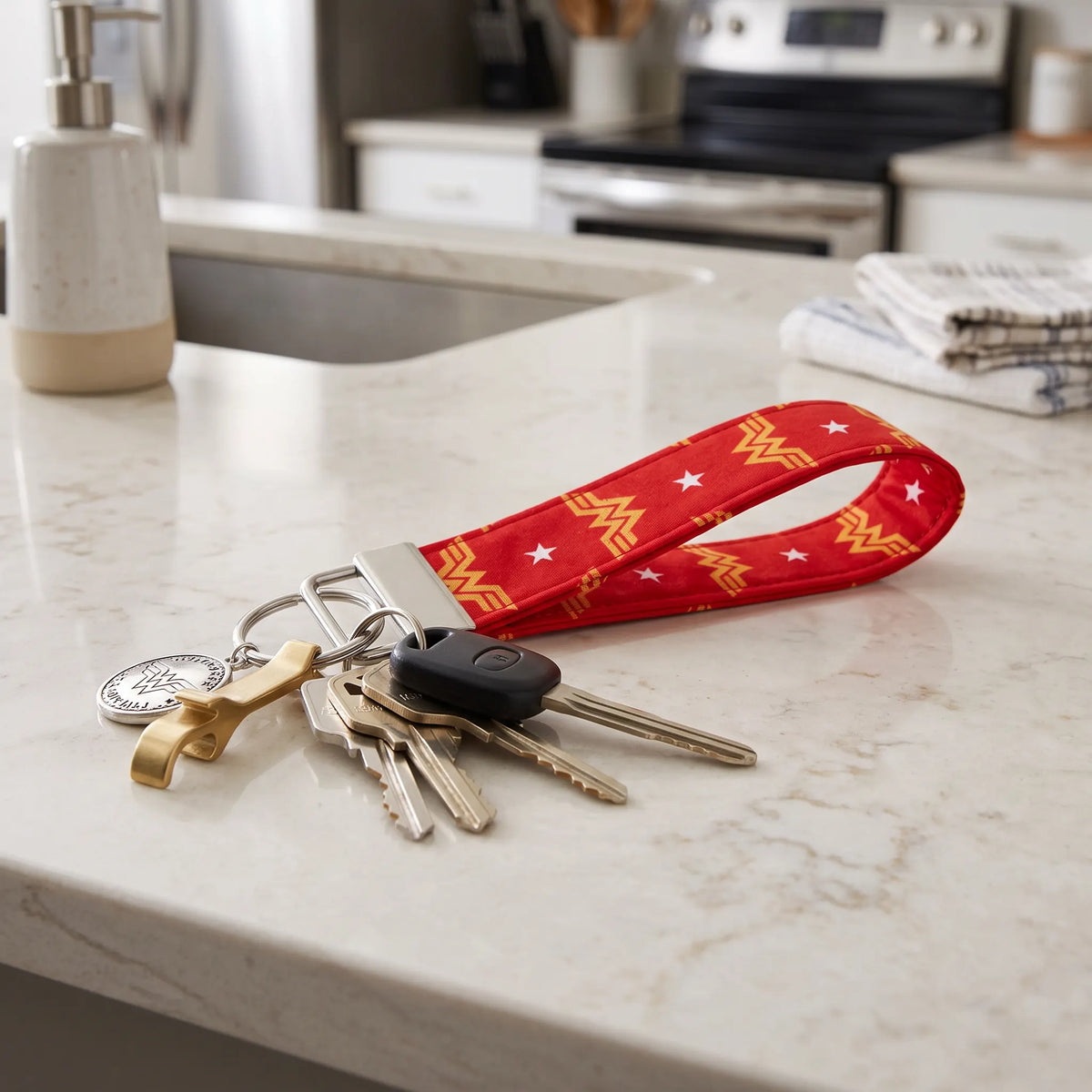 Retro Wonder Woman Logo Keychain Wristlet