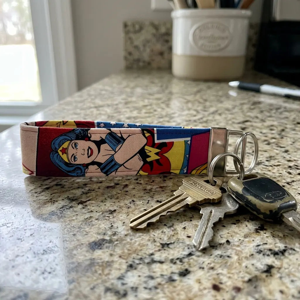 Retro Wonder Woman Comic Keychain Wristlet