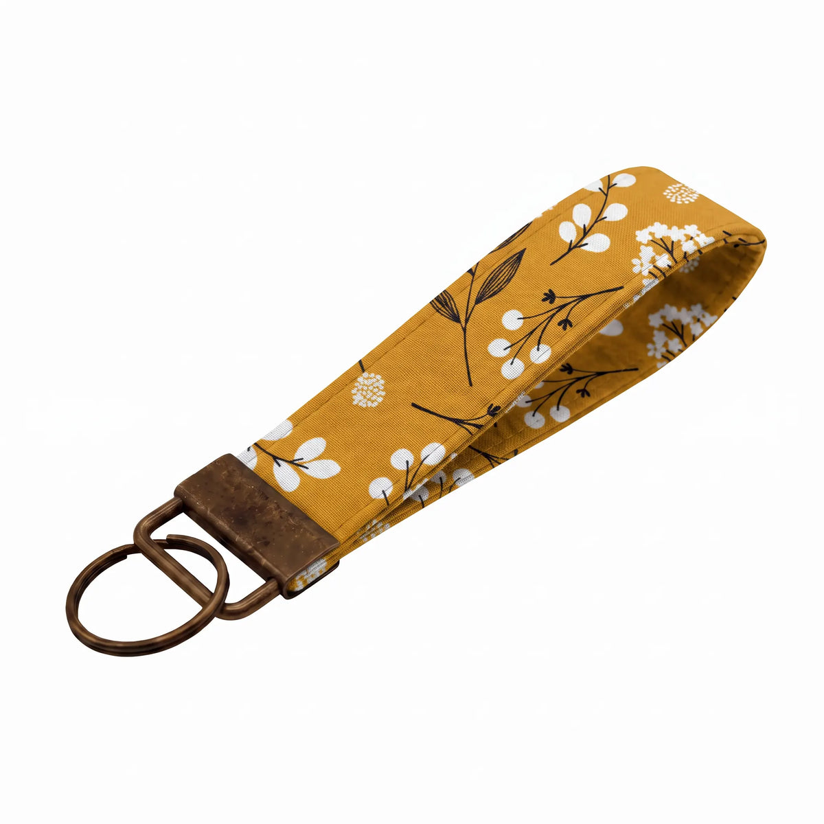 Mustard Botanical Floral Keychain Wristlet