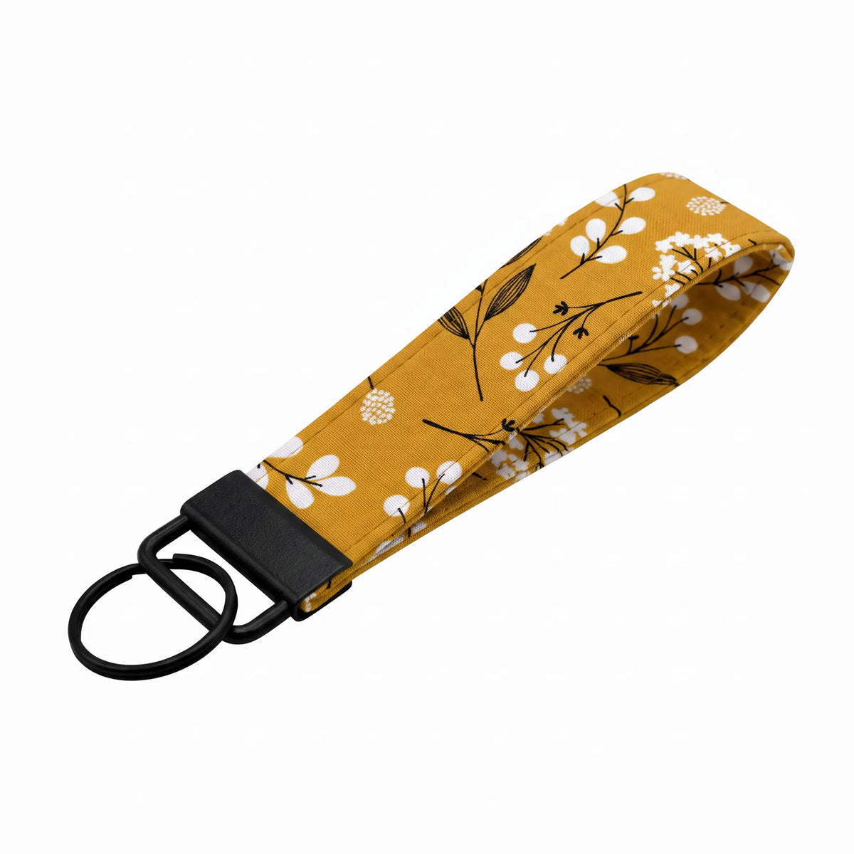 Mustard Botanical Floral Keychain Wristlet