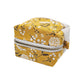 Mustard Yellow Floral Pattern Handmade Two Tone Mini Quilted Zipper Square Box Pouch