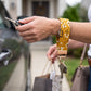 Mustard Botanical Floral Keychain Wristlet