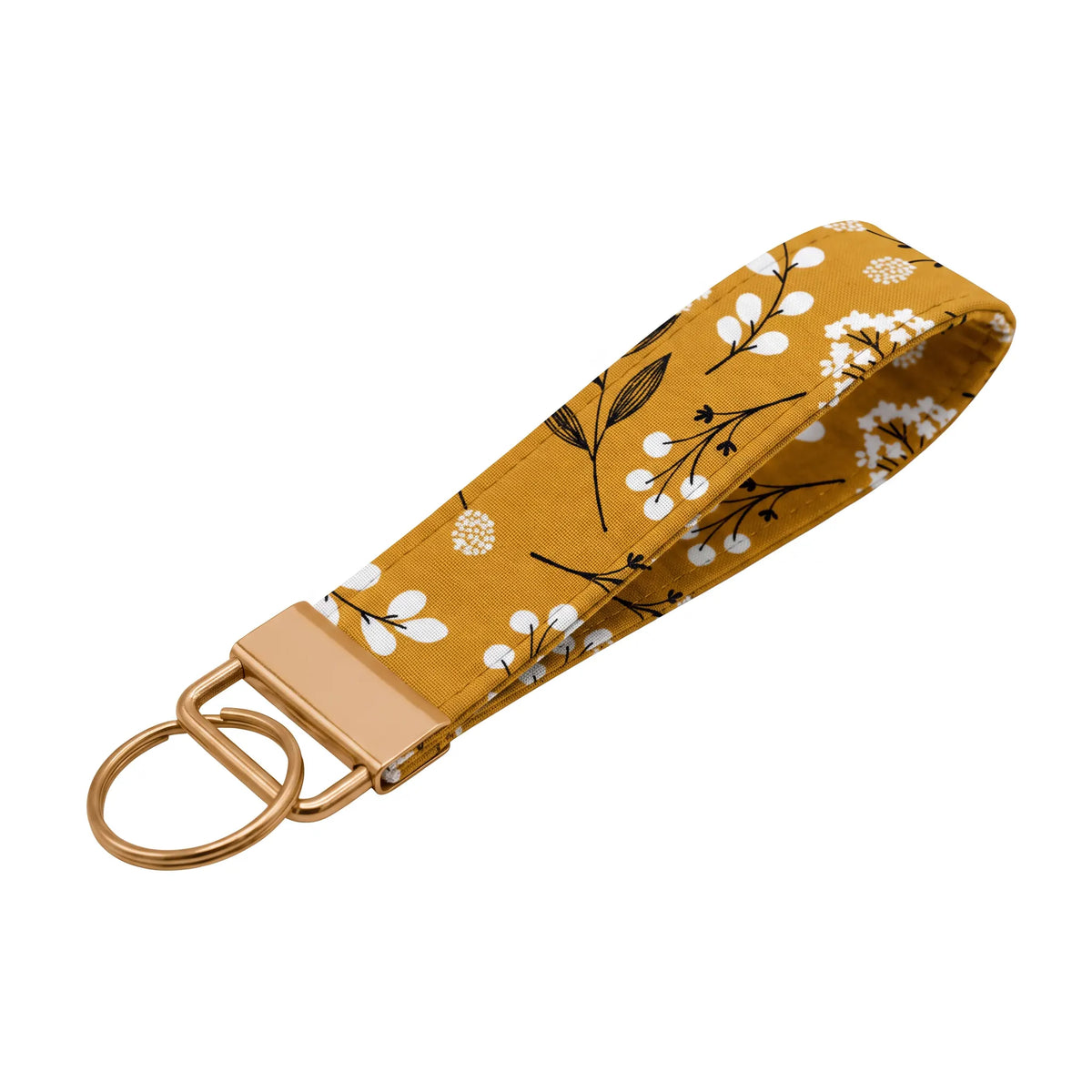 Mustard Botanical Floral Keychain Wristlet