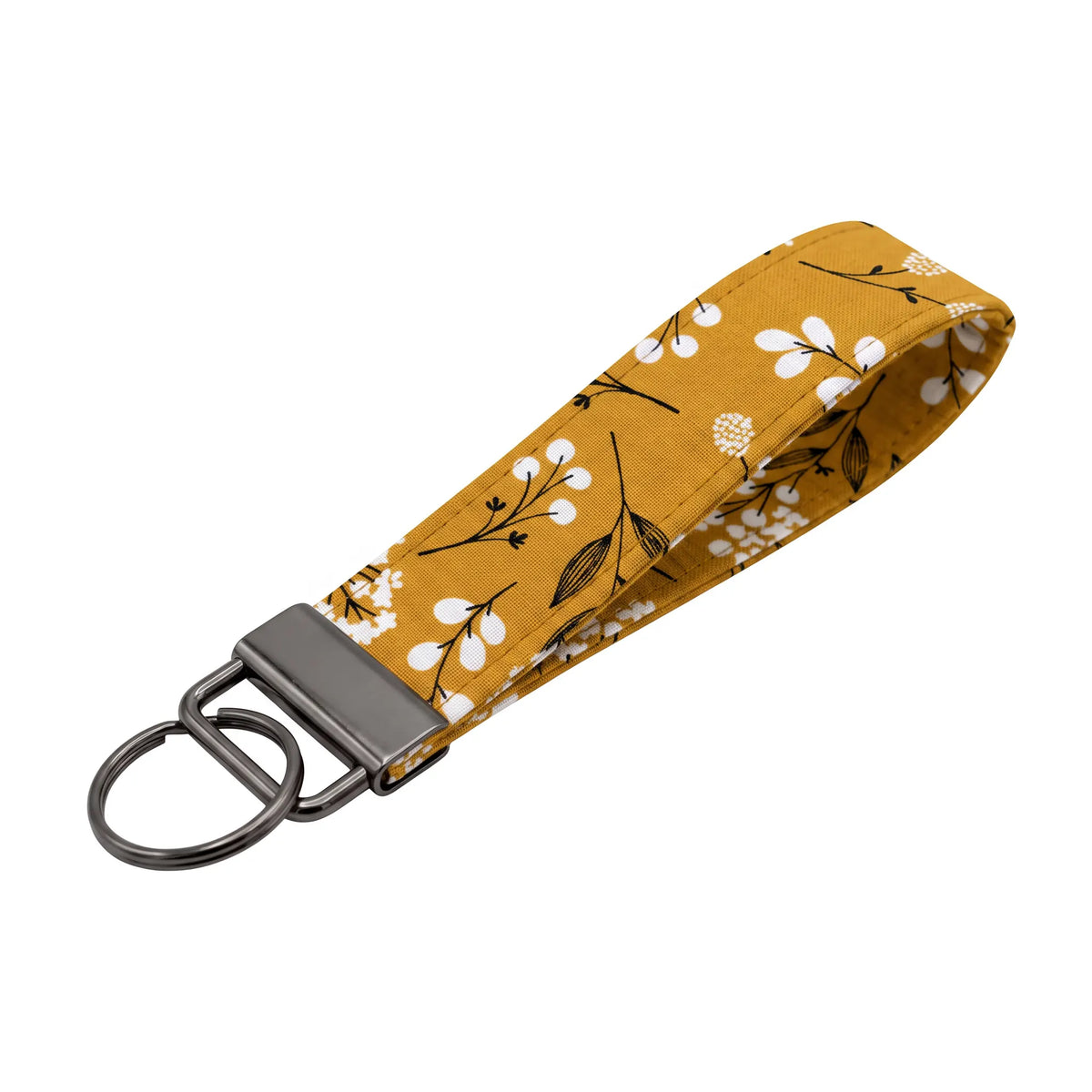 Mustard Botanical Floral Keychain Wristlet
