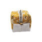 Mustard Yellow Floral Pattern Handmade Two Tone Mini Quilted Zipper Square Box Pouch
