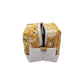 Mustard Yellow Floral Pattern Handmade Two Tone Mini Quilted Zipper Square Box Pouch