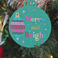 Holiday Merry and Bright Handpainted Wooden Christmas Ornament