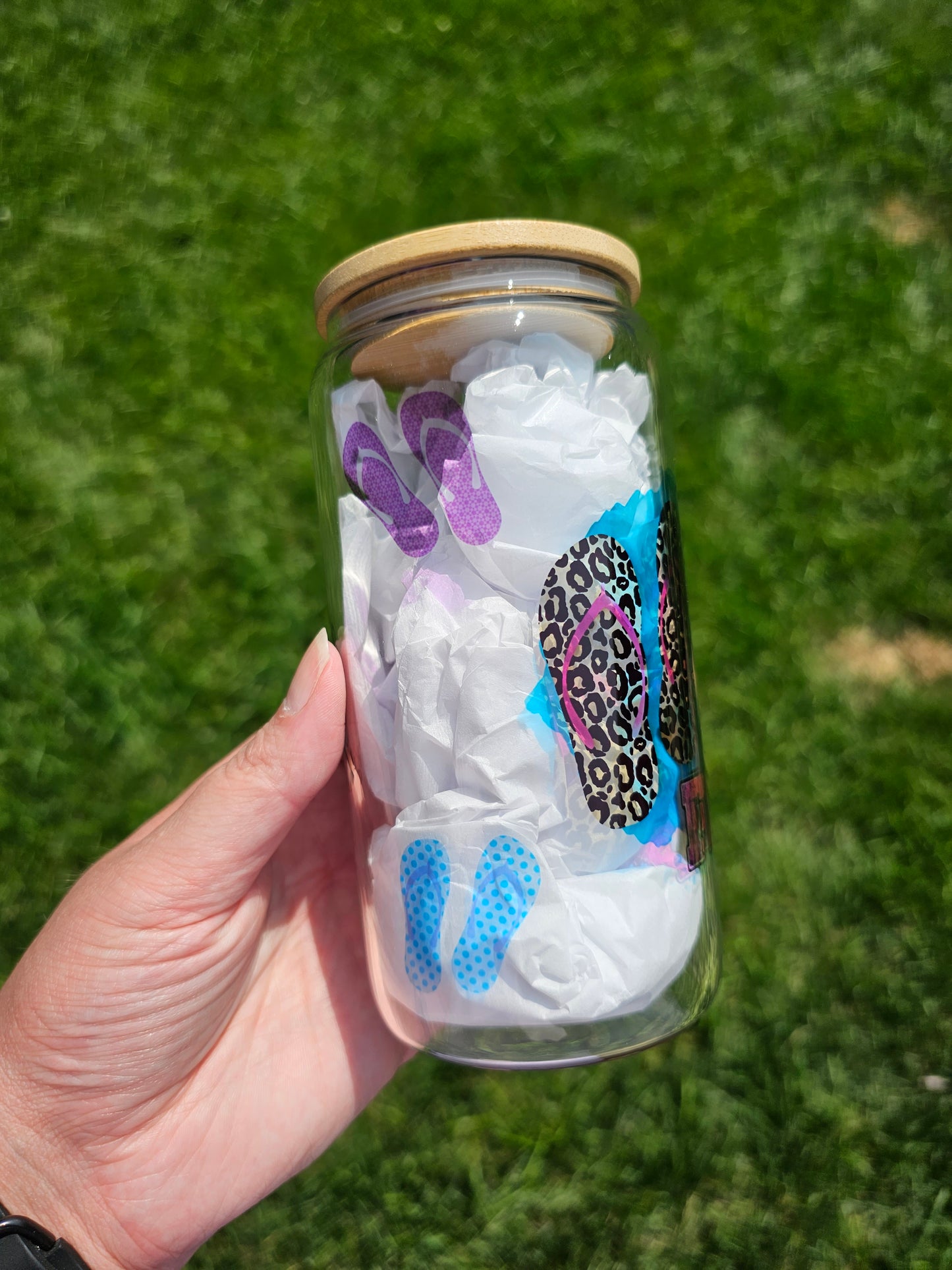 16 oz Sublimation Clear Glass Can Life Is Better In Flip Flops - Imperfect