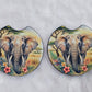 Elephant Hibiscus 2 Pack Neoprene Car Coaster Set