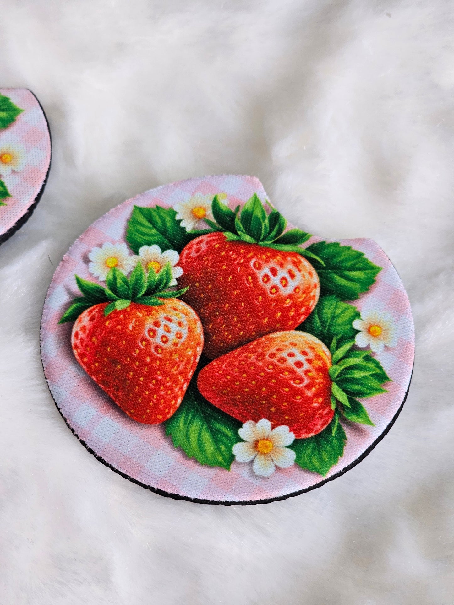 Strawberries 2 Pack Neoprene Car Coaster Set