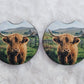 Highland Cow 2 Pack Neoprene Car Coaster Set