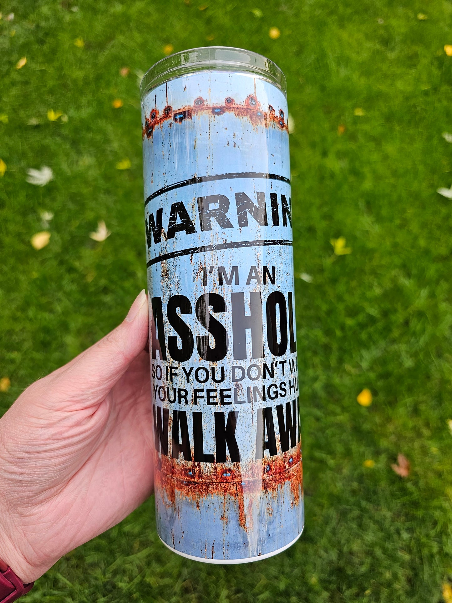 20 oz Warning Asshole Walk Away Sublimation Tumbler - Imperfect