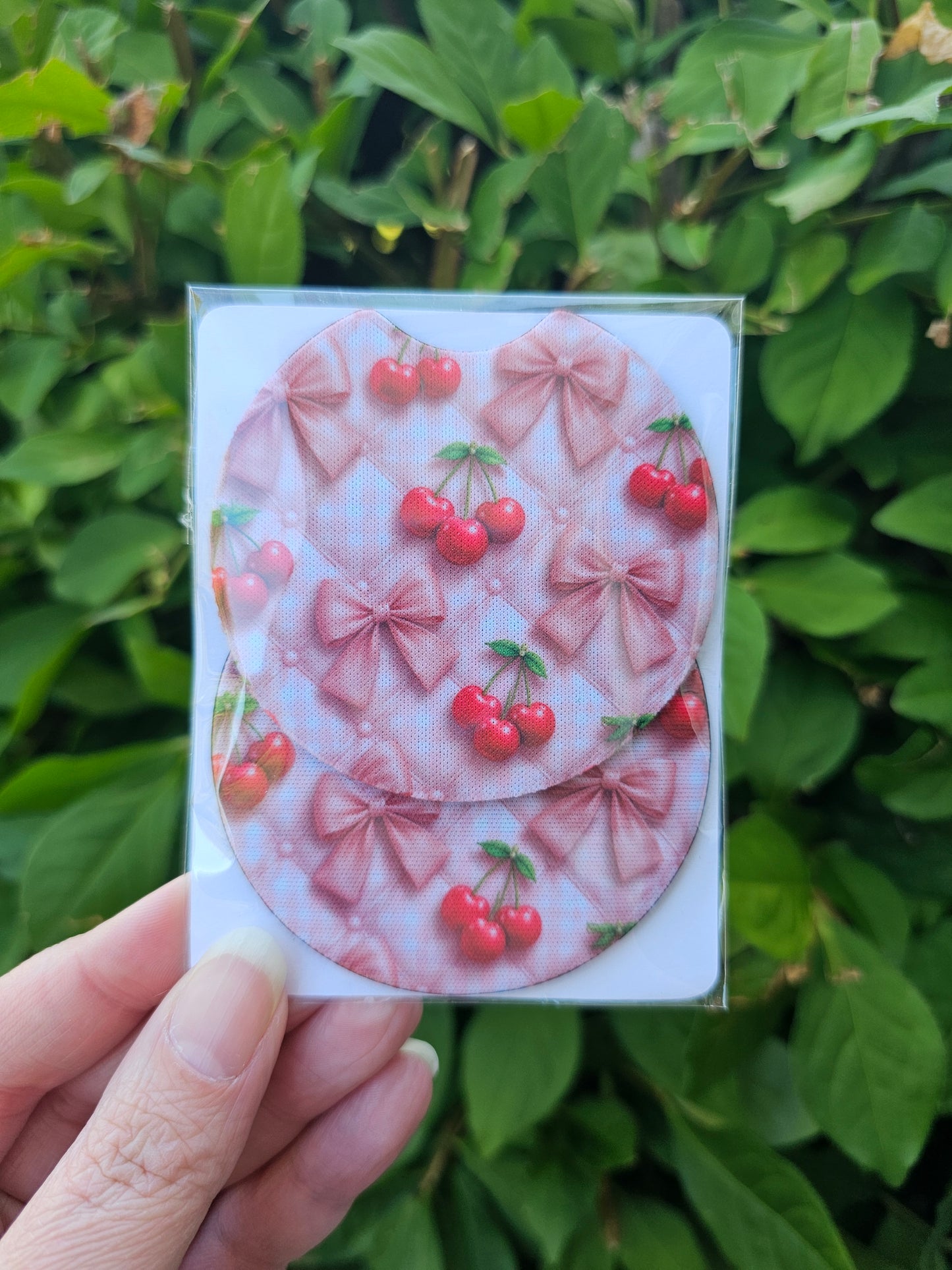 Cherry Pink Ribbon 2 Pack Neoprene Car Coaster Set