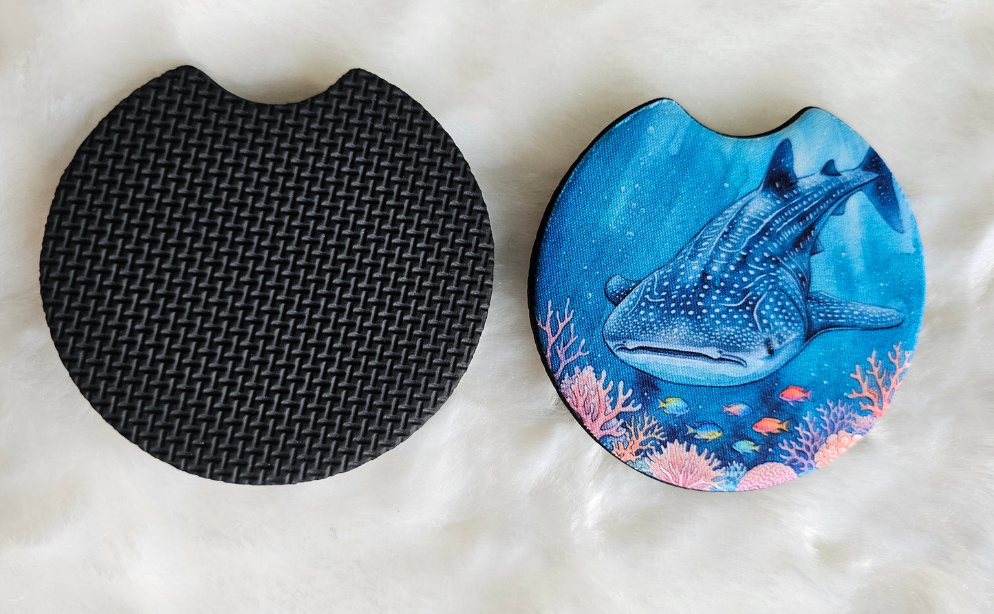 Whale Shark Underwater Coral Reef 2 Pack Neoprene Car Coaster Set