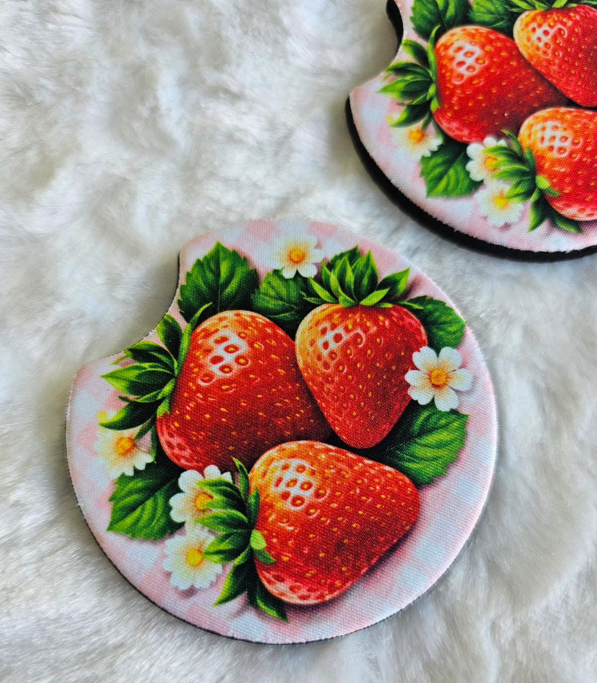 Strawberries 2 Pack Neoprene Car Coaster Set