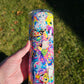 20 oz Skinny Lisa Frank Characters Rhinestone Print Sublimation Tumbler - Imperfect
