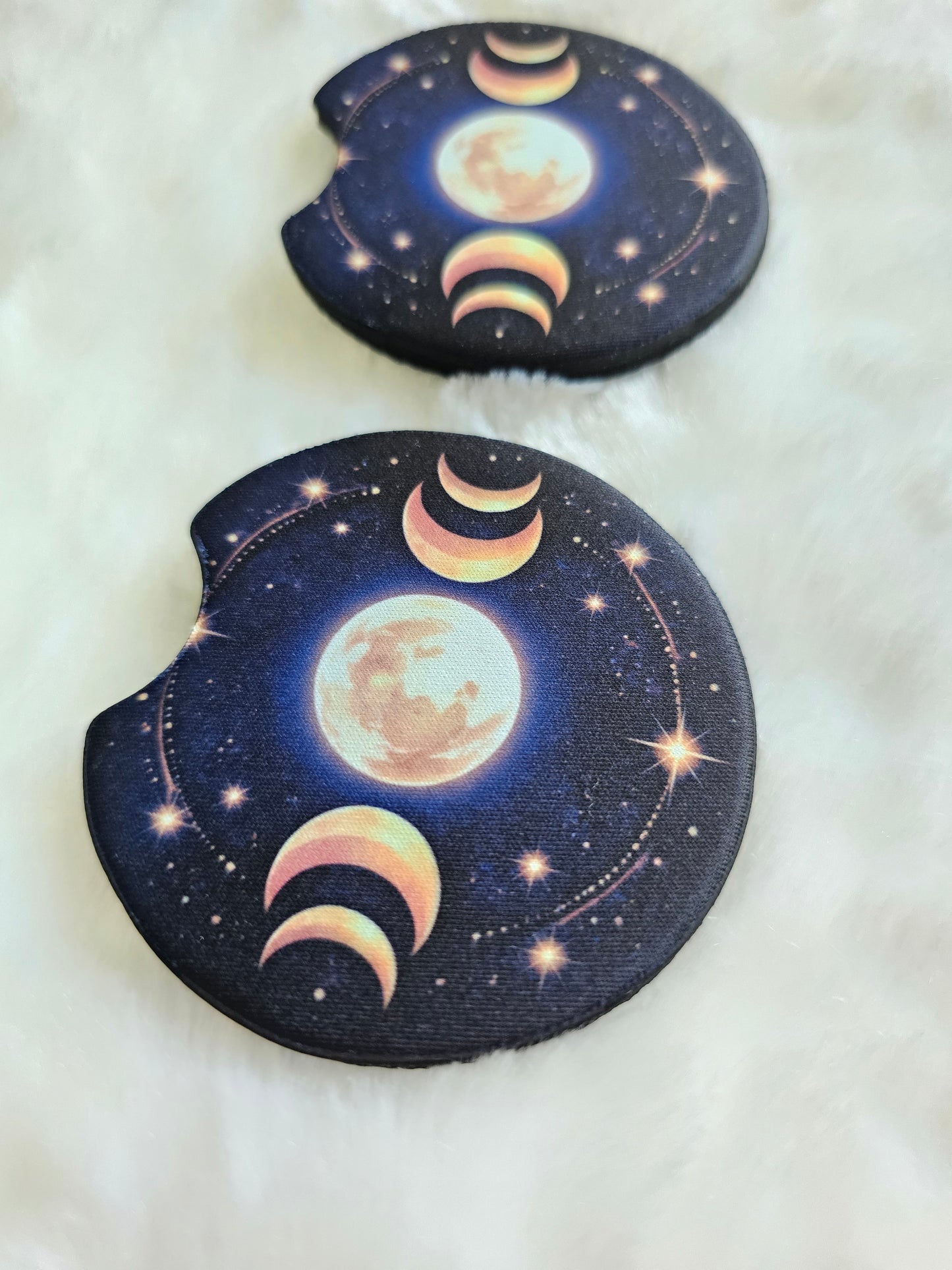 Celestial Moon Cosmic 2 Pack Neoprene Car Coaster Set