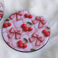 Cherry Pink Ribbon 2 Pack Neoprene Car Coaster Set