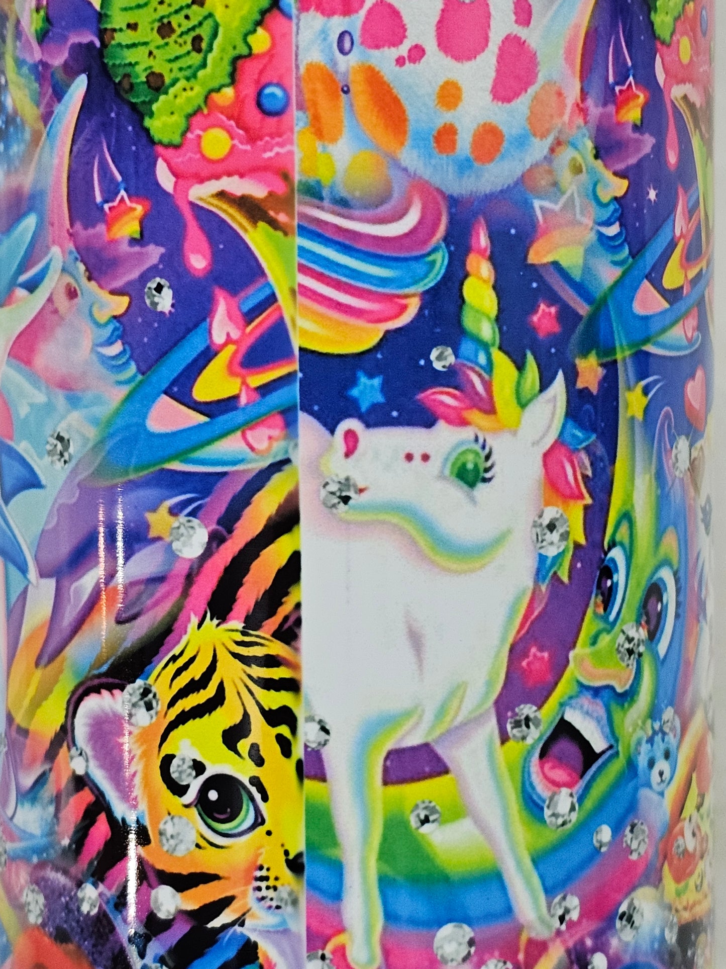 20 oz Skinny Lisa Frank Characters Rhinestone Print Sublimation Tumbler - Imperfect