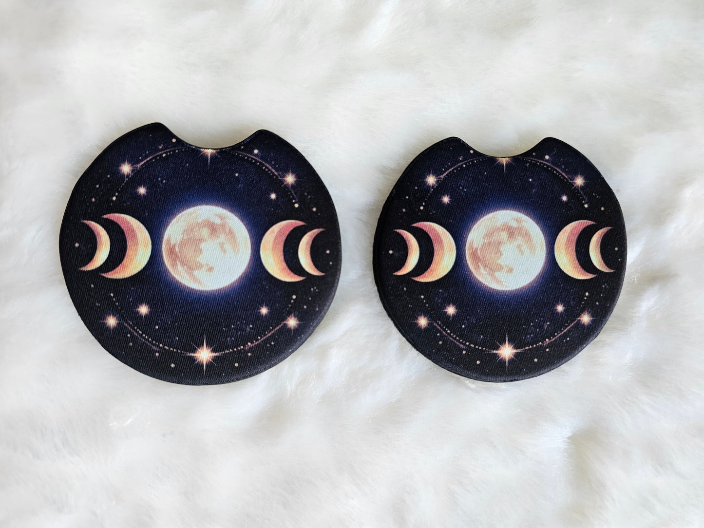 Celestial Moon Cosmic 2 Pack Neoprene Car Coaster Set