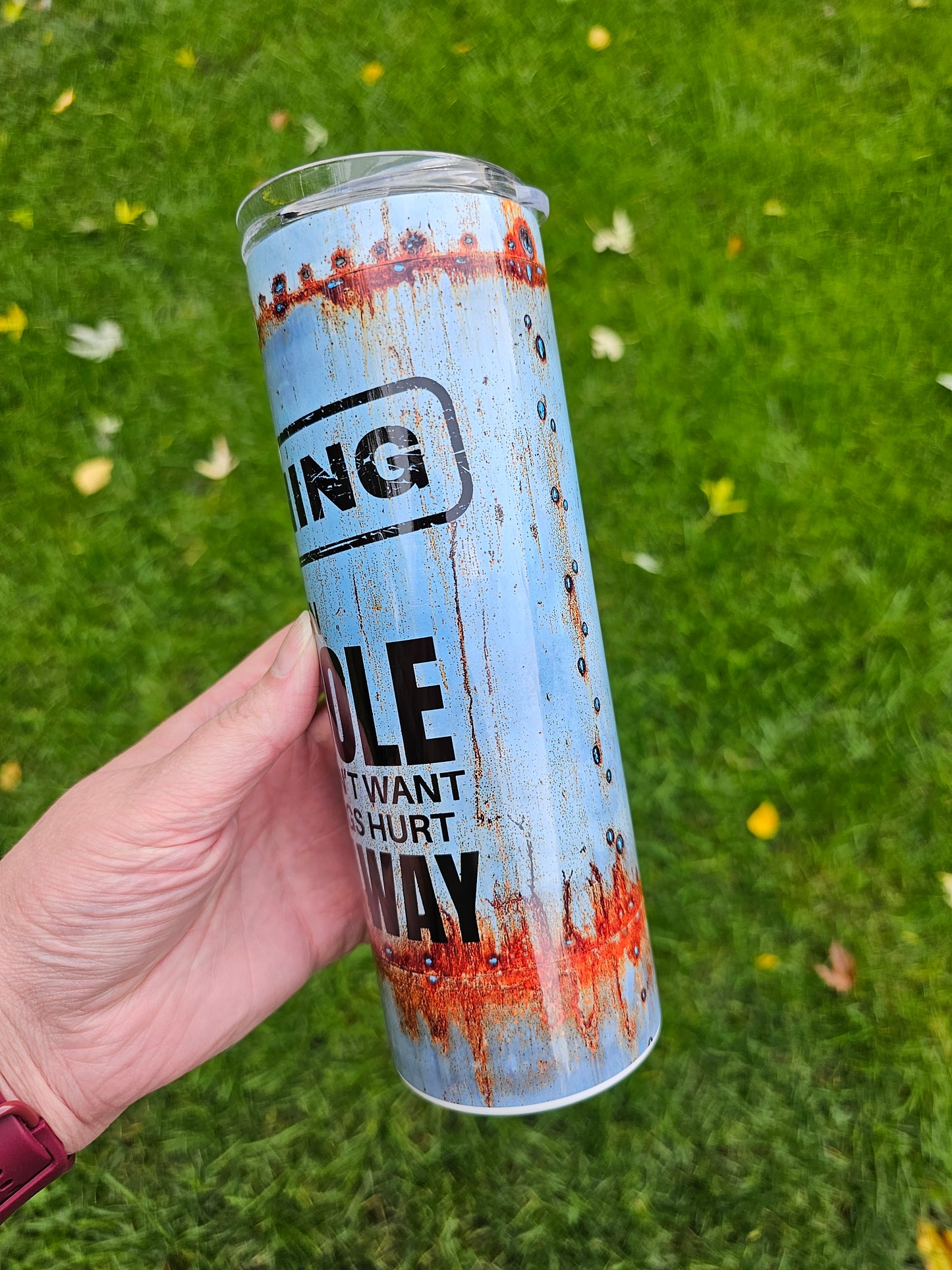 20 oz Warning Asshole Walk Away Sublimation Tumbler - Imperfect