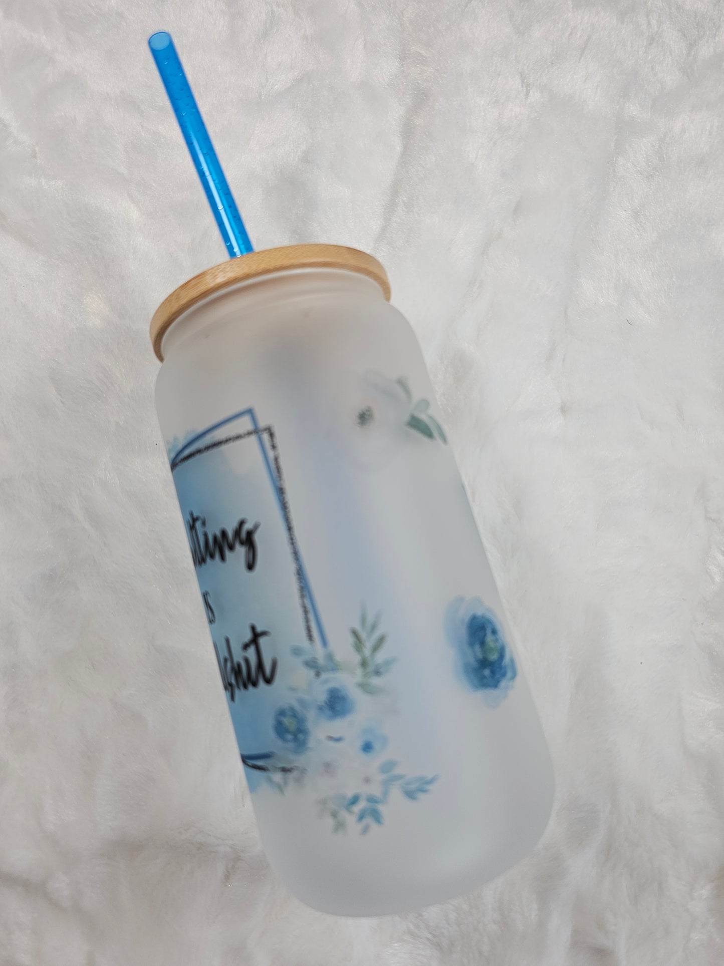 16 oz Sublimation Frosted Glass Can Adulting is Bullshit - Imperfect