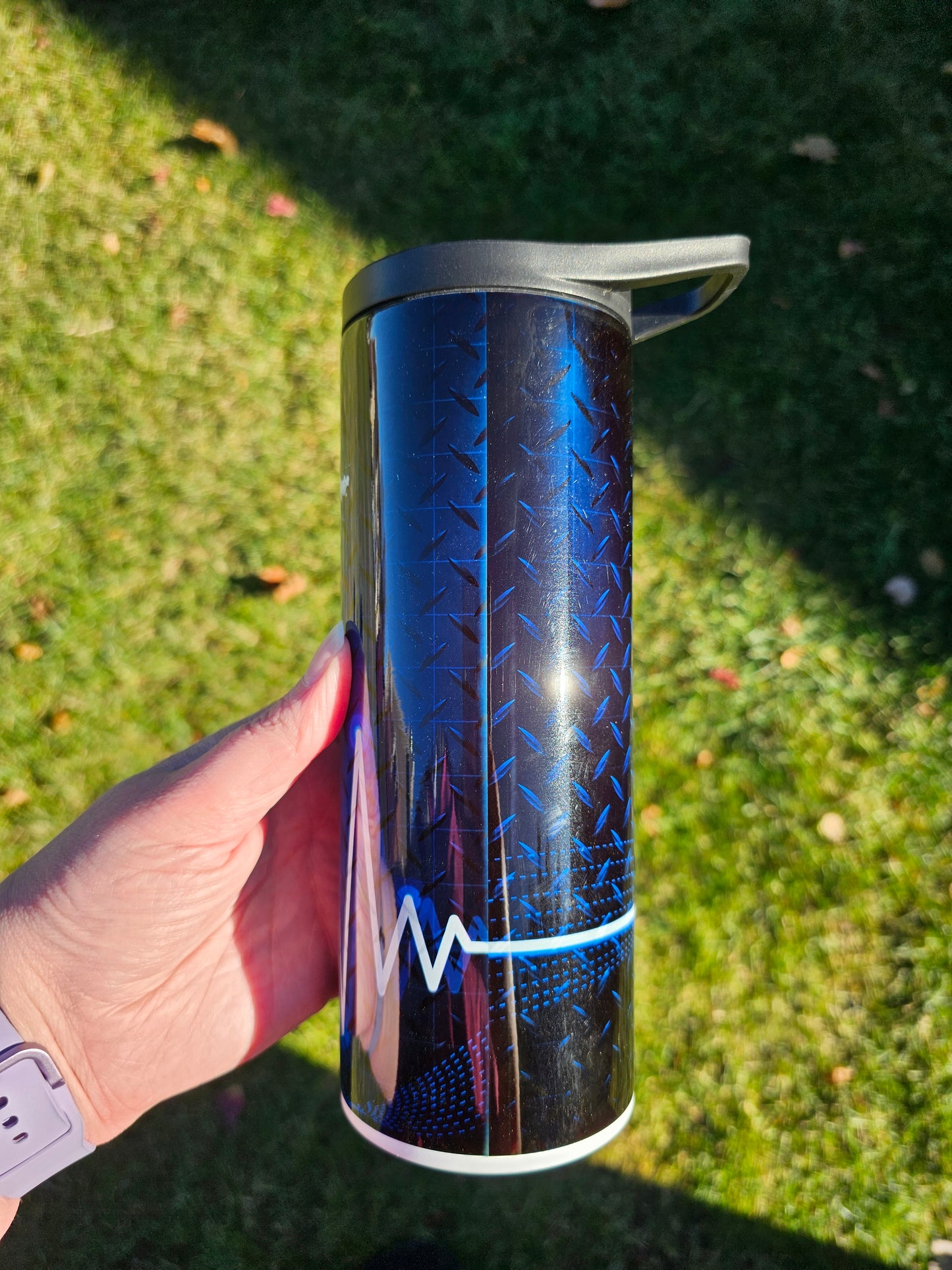25 oz EMS Star of Life Blue Diamond Plate Sublimation Tumbler - Imperfect