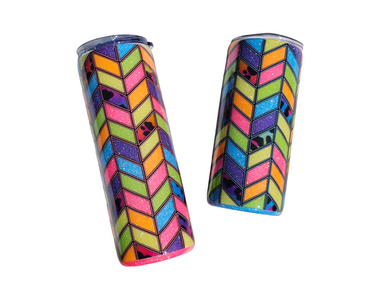 Rainbow Animal Print Tangram Epoxy Tumbler